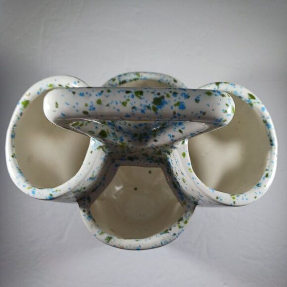 MCM 1975 Blue Green Splatterware Bud Vase / Utensil - Picture 10 of 12